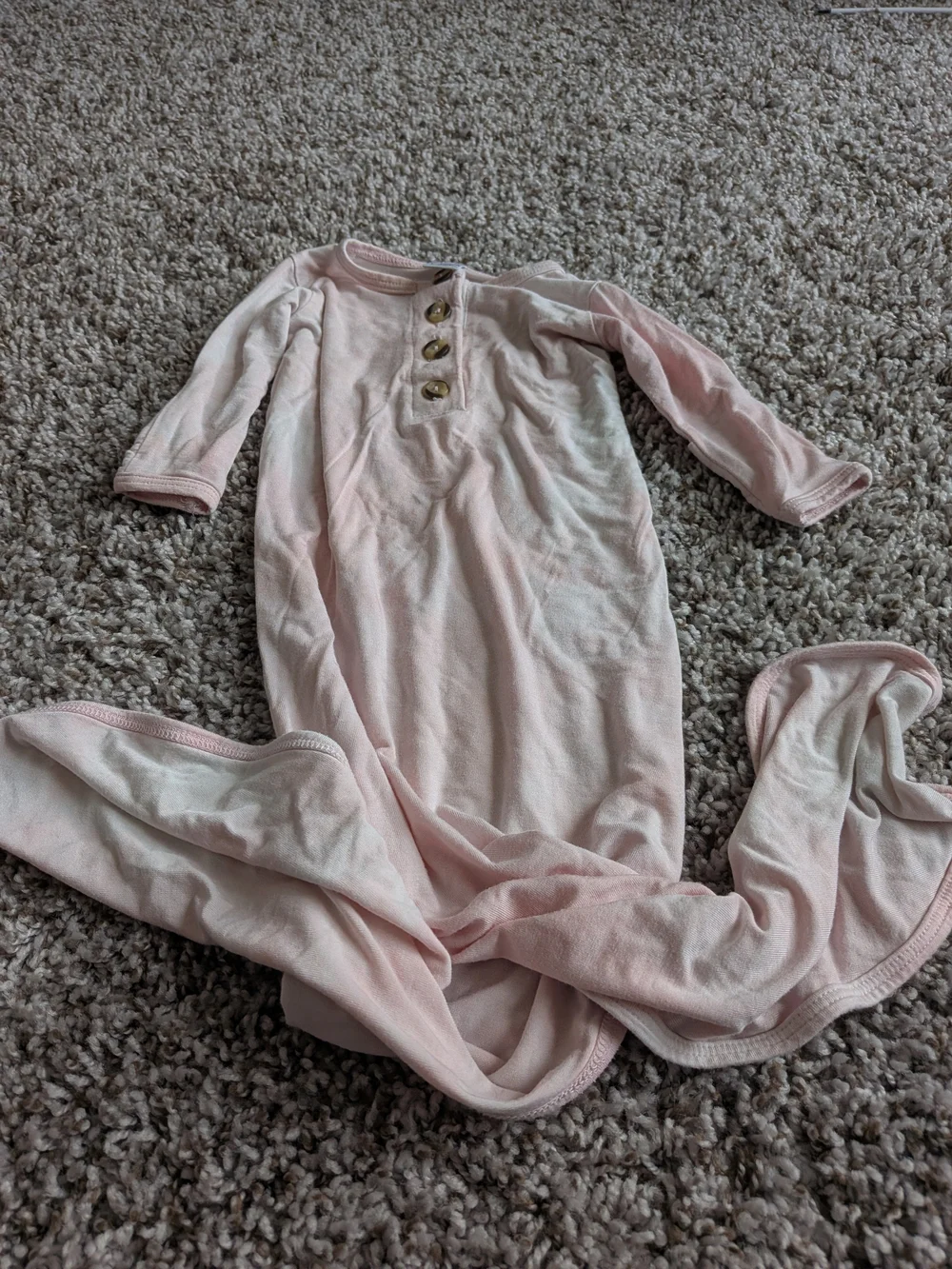 Lou Lou & Company Light Pink Baby Gown with Wooden Buttons Size NB